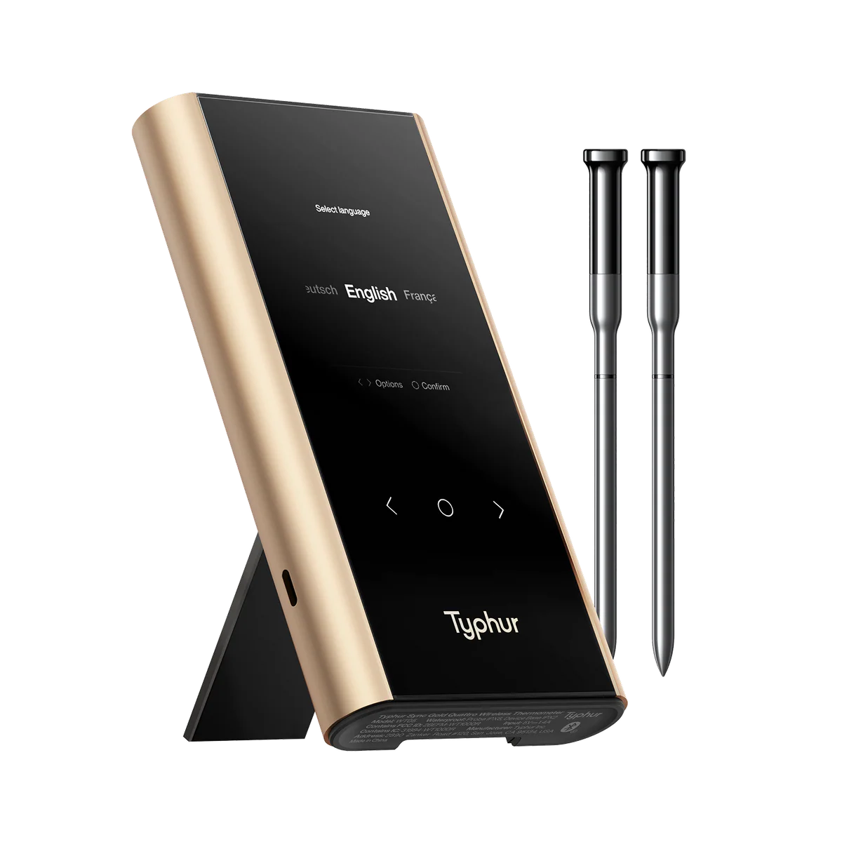 Беспроводной термометр Typhur Sync Gold Dual с двухзонным контролем температуры и премиальным зарядным кейсом