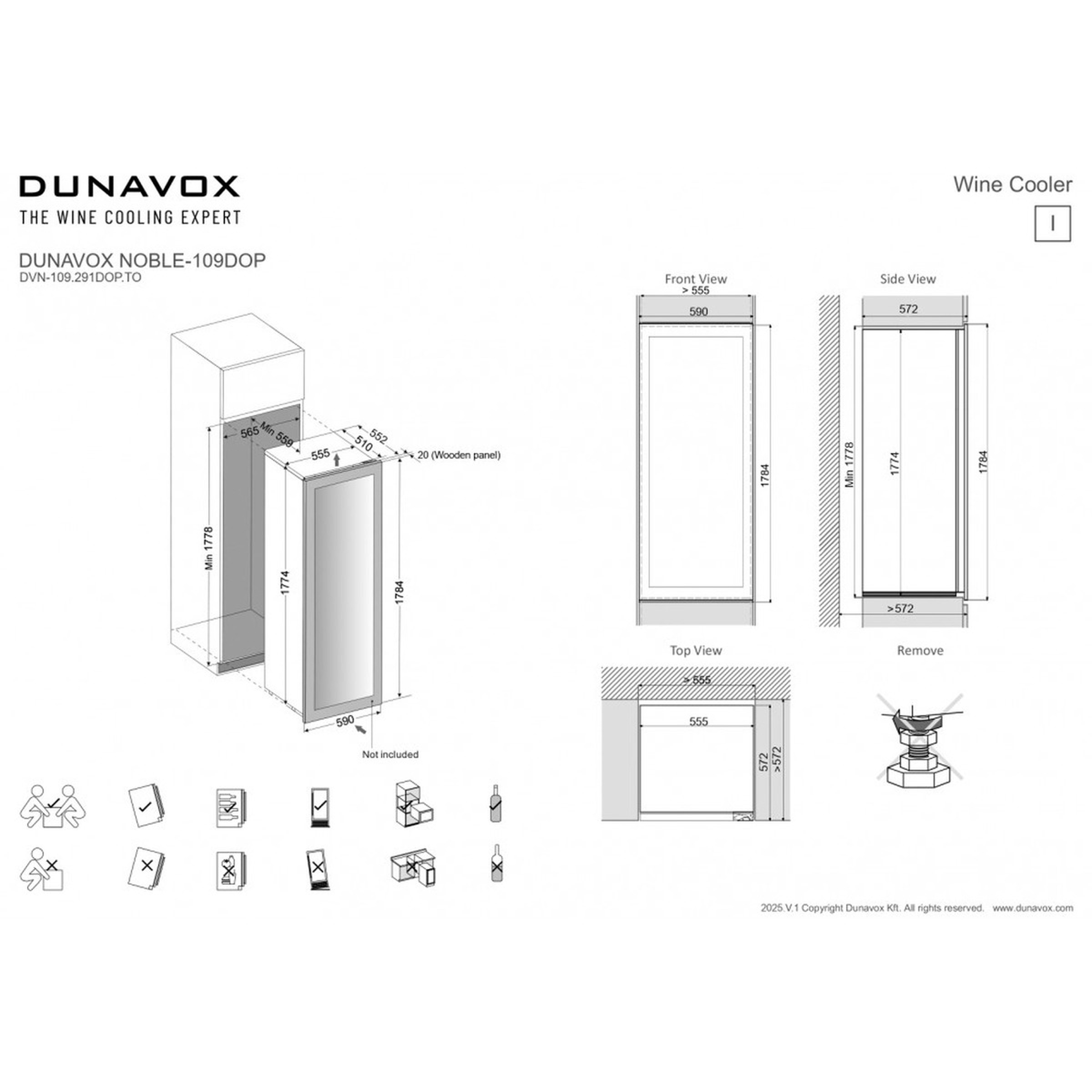 Винный шкаф Dunavox DVN-109.291DOP — компрессорный шкаф для длительного хранения и выдержки винной коллекции