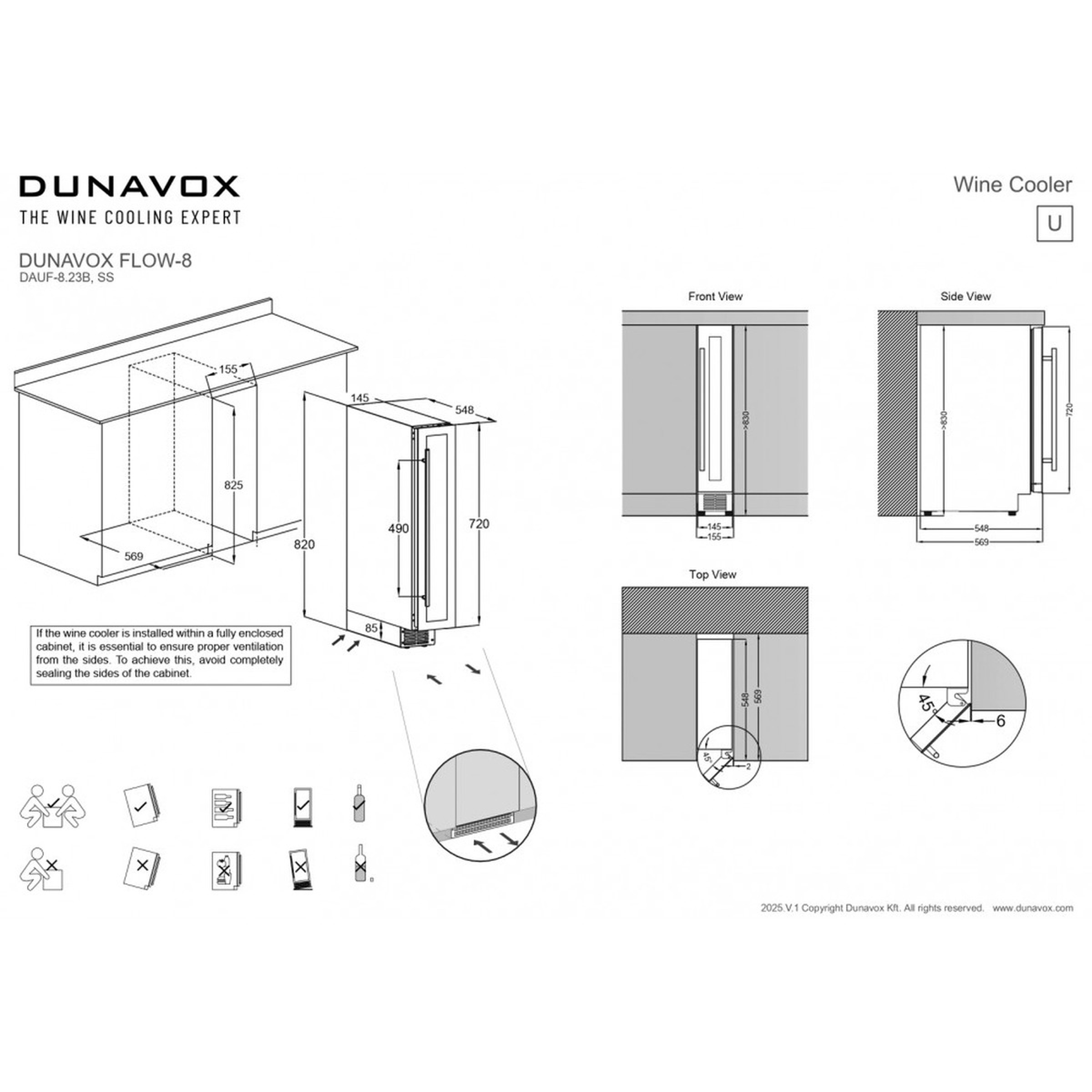Винный шкаф Dunavox DAUF-8.23SS — компрессорный шкаф для длительного хранения и выдержки винной коллекции
