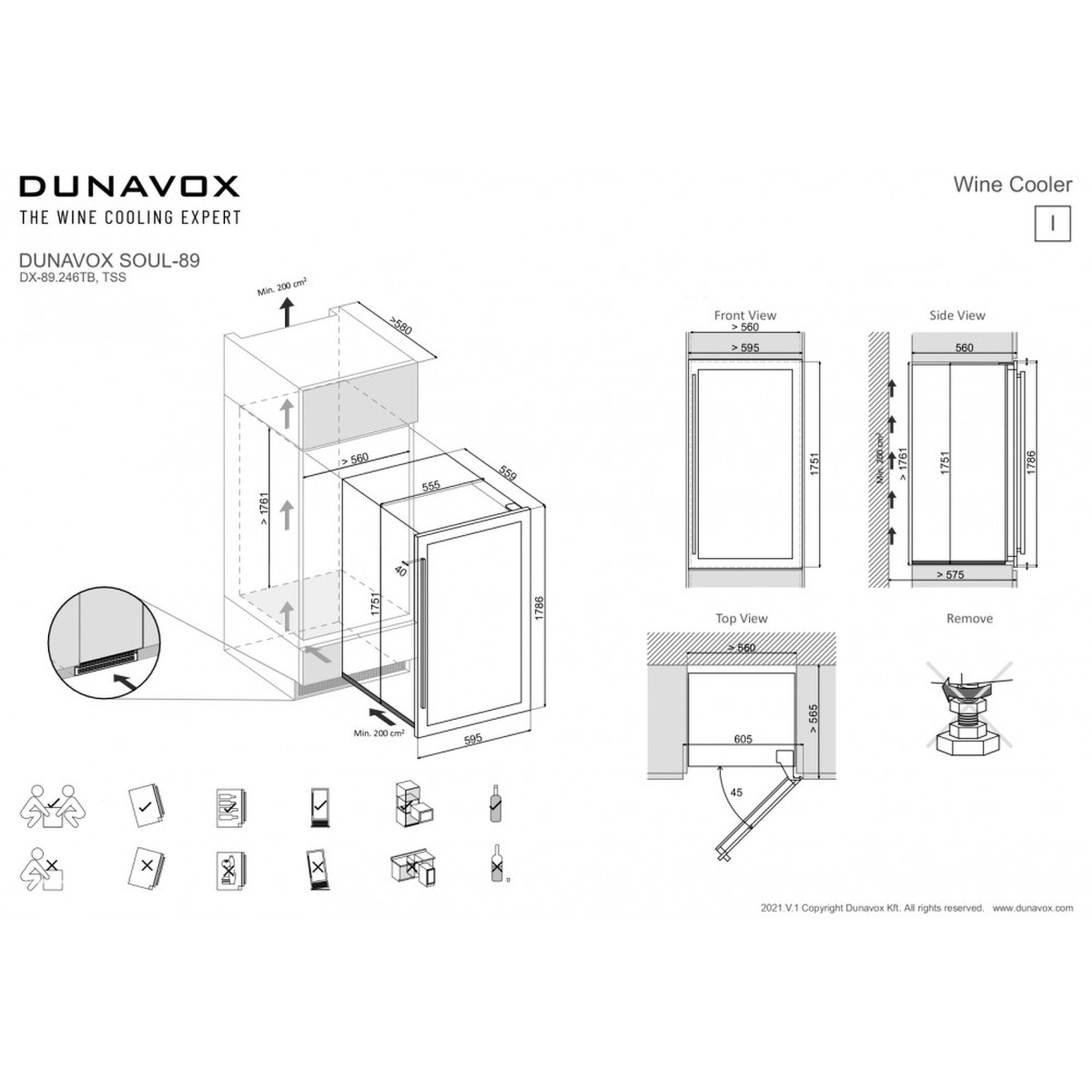 Винный шкаф Dunavox DX-89.246TSS — компрессорный шкаф для длительного хранения и выдержки винной коллекции