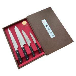 Подарочный набор Satake Stainless Bolster из 4-х ножей (802-796,802-819, 802-802, 802-772) в картонной подарочной коробке