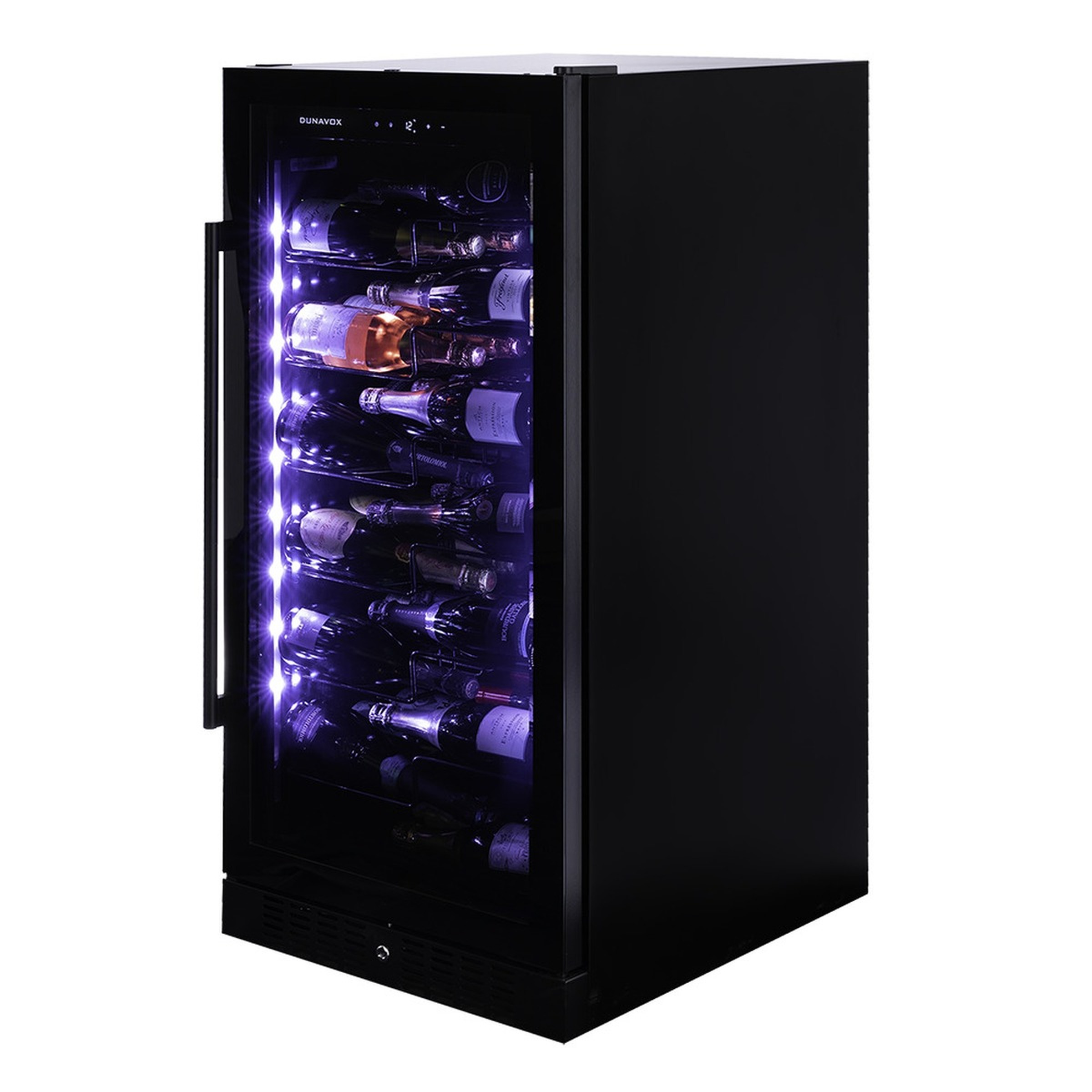Винный шкаф Dunavox DX-70.258B — компрессорный шкаф для длительного хранения и выдержки винной коллекции