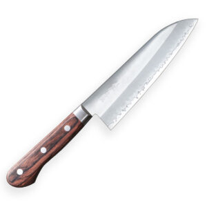 SENZO CLAD Нож Сантоку 167 мм, коричневая рукоять - PAKKAWOOD, сталь AUS-10 (59-60 HRC) SanMai (3 слоя). Производство Япония