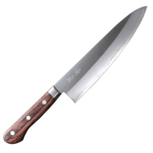 SENZO CLAD Нож Шеф 210 мм, коричневая рукоять - PAKKAWOOD, сталь AUS-10 (59-60 HRC) SanMai (3 слоя). Производство Япония