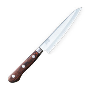 SENZO CLAD Нож Универсал 135 мм, коричневая рукоять - PAKKAWOOD, сталь AUS-10 (59-60 HRC) SanMai (3 слоя). Производство Япония
