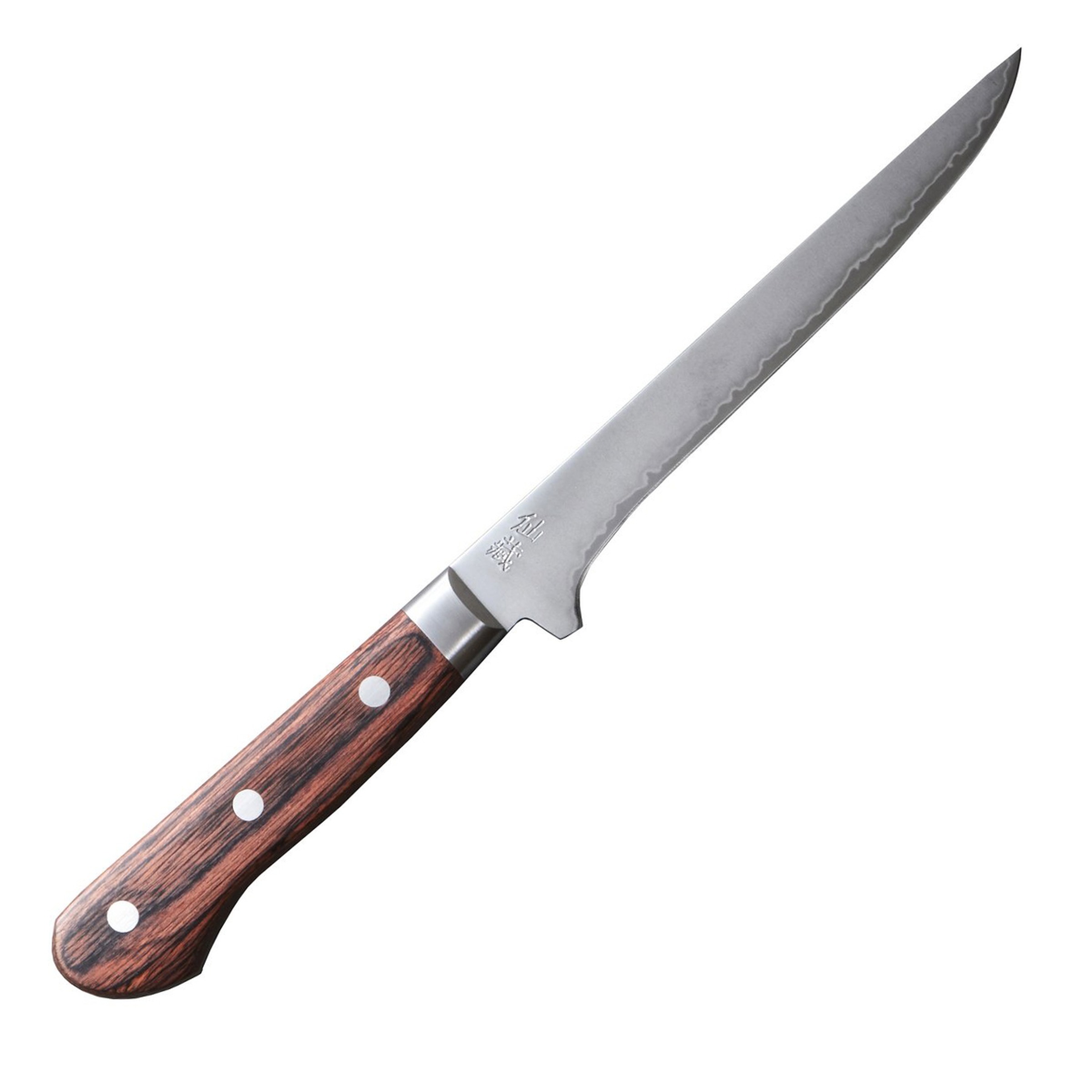 SENZO CLAD Нож Разделочный 165 мм, коричневая рукоять - PAKKAWOOD, сталь AUS-10 (59-60 HRC) SanMai (3 слоя). Производство Япония