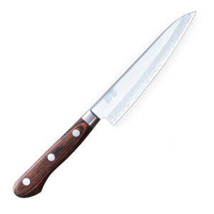 SENZO CLAD Нож Универсал 150 мм, коричневая рукоять - PAKKAWOOD, сталь AUS-10 (59-60 HRC) SanMai (3 слоя). Производство Япония