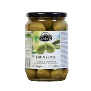 Оливки Delphi в рассоле в стеклянной банке для закусок и мясных блюд