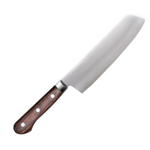 SENZO CLAD Нож Накири 180 мм, коричневая рукоять - PAKKAWOOD, сталь AUS-10 (59-60 HRC) SanMai (3 слоя). Производство Япония