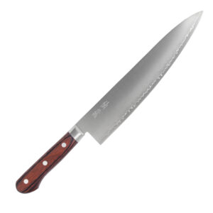 SENZO CLAD Нож Шеф 240 мм, коричневая рукоять - PAKKAWOOD, сталь AUS-10 (59-60 HRC) SanMai (3 слоя). Производство Япония